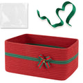 Large Christmas Gift Basket Empty with Gift Bag, Ribbon, 16.9x12.6X7in,Red Basket for Gift with Handles, Decorative Woven Basket with Bow and Bell, Holiday Gift Basket for Friend & Family