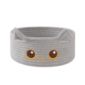 Small Cotton Rope Storage Basket,Round Cat Toy Basket for Living Room, Gray | Cute Decorative Dog Toy Basket, Toy Bin for Baby, Pet, Gift Basket for Halloween, Baby Shower , 11"×11"×4.7"