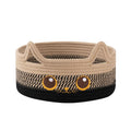 Small Cotton Rope Storage Basket,Round Cat Toy Basket,Beige & Black | Cute Decorative Dog Toy basket, Toy Bin for Baby, Pet, Gift Basket for Halloween, Baby Shower , 11"×11"×4.7"