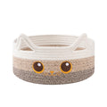 OIASKET Small Cotton Rope Storage Basket 11"×11"×4.7" Round Cat Toy Basket for Living Room, Gift Baskets for Baby Shower, Halloween, Cute Decorative Pet Toy Box, Brown Gradient